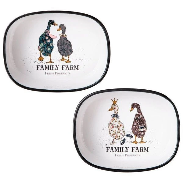 Набор форм для запекания 2шт 500мл 28,5*16*8,5см фарфор FAMILY FARM на мет. подставке (8)