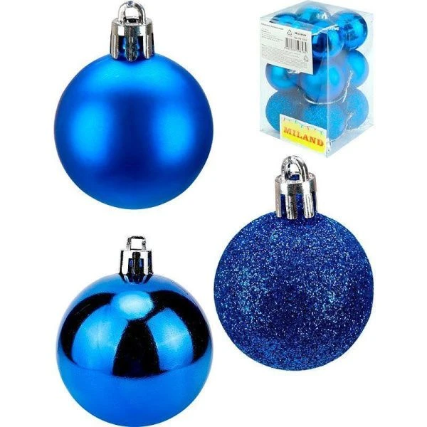 Новогоднее украшение. Набор синих елочных шаров 4 см 12 шт НУ-5358