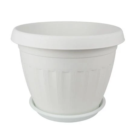 Кашпо 8,5л пластик АФРОДИТА №6 белый с поддоном (14)
