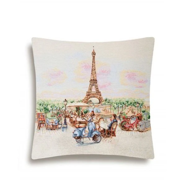 Наволочка декоративная 45*45см гобелен ВЕСЕННИЙ ПАРК Париж Башня