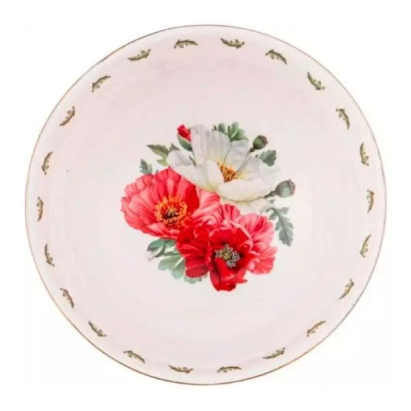 Тарелка глубокая 650мл 15*7см фарфор Маки суповая (36)