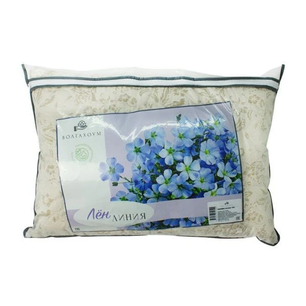 Подушка 50*70см стеганая лён 40%+п/э 60%; микроволокно Люкс; ткань-тик (в сумке) ЛЁН