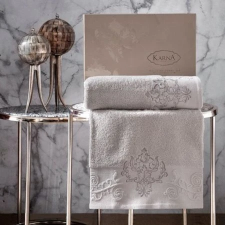 яяяНабор полотенец 2пр 50*90/70*140 махровые Karna AROV (Стоне)