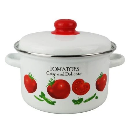 Кастрюля 3л эмаль ТОМАТЫ белая 01-Б1612/4 (4)