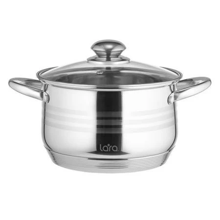 Кастрюля 2,1л нерж.сталь Sonata стекл.крышка 16см капс.индукц.дно LR02-580 (12)