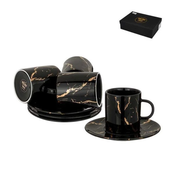 Чайный набор 8пр фарфор FANTASY черный на 4 персоны 220мл (8)