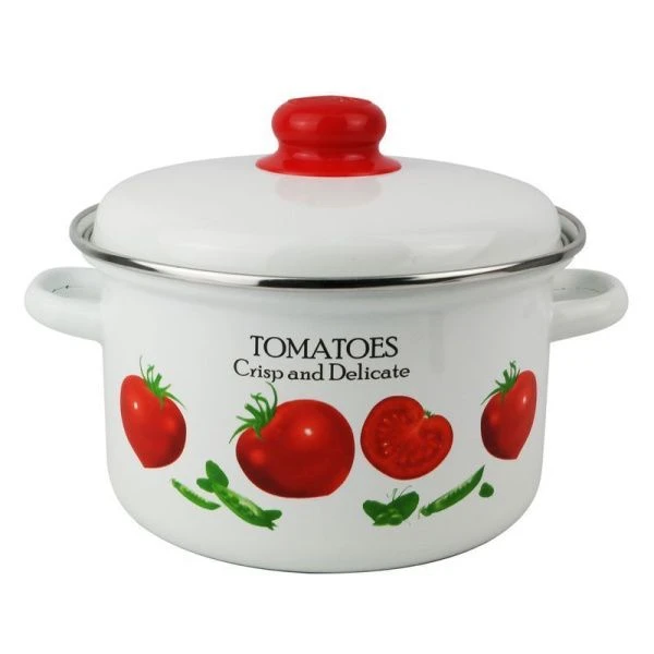 Кастрюля 3л эмаль ТОМАТЫ белая 01-Б1612/4 (4)