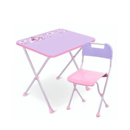 Комплект (стол 580, стул) металл/пластик АЛИНА КА2-М/1 Единорог розовый (1)