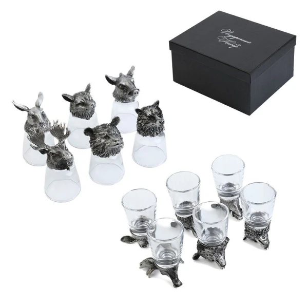 Рюмки-перевёртыши набор 6шт 50мл стекло/металл Настоящему мужчине (20)