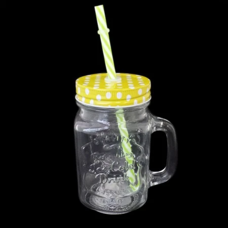 Кружка для коктейля стекло горошек (4 вида) с ручкой и трубочкой 1841 JC-7581 (48) Кружка для коктейля стекло горошек (4 вида) с ручкой и трубочкой 1841 JC-7581 (48)