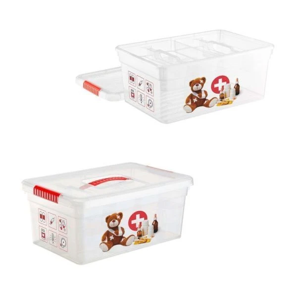Контейнер для хранения Аптечка 10л пластик с 2 лотками-органайзерами 375*255*160мм (5)
