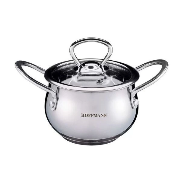 Кастрюля 1,6л нерж.сталь со стекл.крышкой 14см 3-х сл.капс.дно (6)