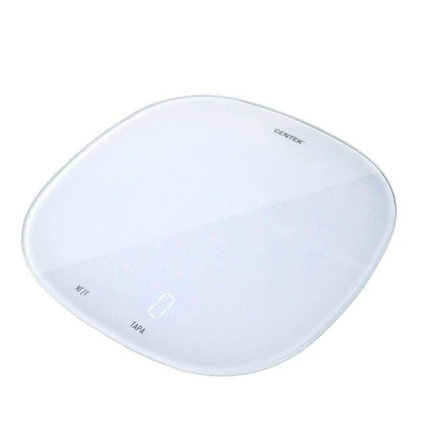 Весы кухонные электронные стекло 5кг Centek CT-2482 18*18см, LCD белые (12)