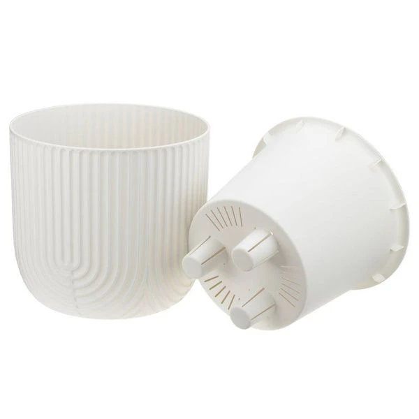 Кашпо 3,7л 220мм пластик РАМОНА со вставкой  французcкий серый (8)