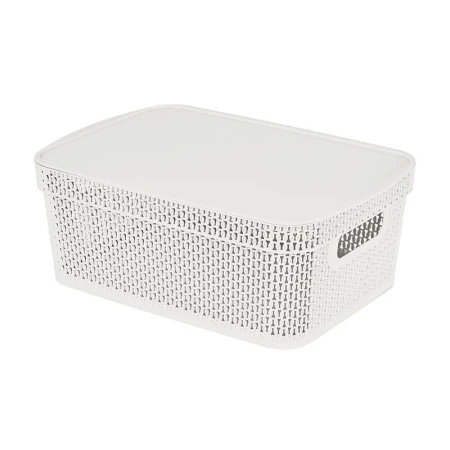 Корзина универсальная 11л 380*270*140мм пластик Ajur с крышкой белое облако (14)