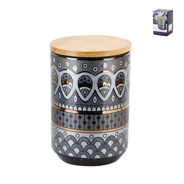 Банка для сыпучих продуктов 820мл 10*15см фарфор ЧАЙХАНА с бамбук.крышкой (36)