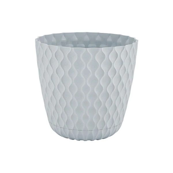 Горшок для цветов 10л d270мм пластик Wave с дренажной сеткой, съем.поддоном утренний туман (12)