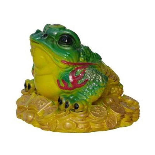 Копилка ЛЯГУШКА на деньгах большая 24см гипс