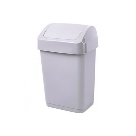 Контейнер для мусора 12л пластик Step серый с крышкой-маятником (7)