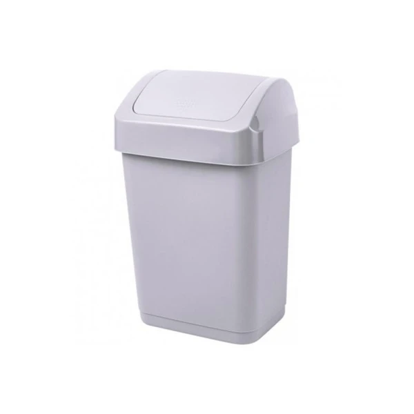 Контейнер для мусора 12л пластик Step серый с крышкой-маятником (7)