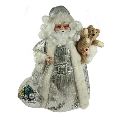 Кукла новогодняя САНТА КЛАУС 41см серебро (1/6) Кукла новогодняя САНТА КЛАУС 41см серебро (1/6)