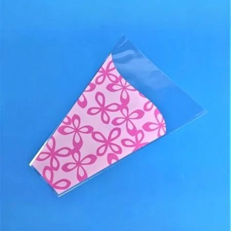 Пакет цветочный Конус полипропилен Милана с рис. св.роз./розовый 30/40см (50/500)