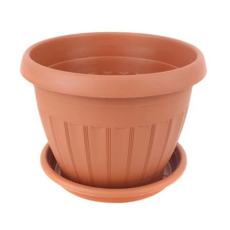 Кашпо 3,2л пластик АФРОДИТА №4 коричневый с поддоном (48)