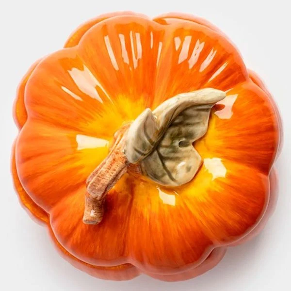 Емкость для хранения 1,3л 19*15 см керамика Тыква оранжево-зеленая ANLAF-FDWS-031224-6