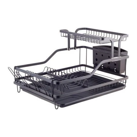 Сушилка для посуды с поддоном 57,5*35*27,5см алюминий черная арт.0750 (6)