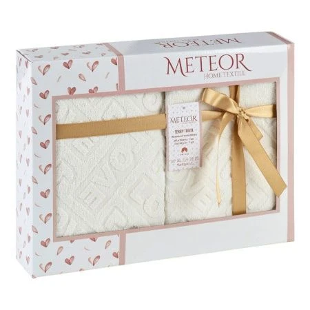 Набор полотенец махровые 2пр 50*90/70*140см METEOR LOWE кремовый подар.уп. 480гр