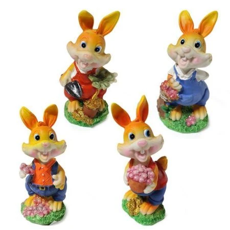 яяяФигурка Кролик / Заяц Огородник полистоун 12см 4 вида
