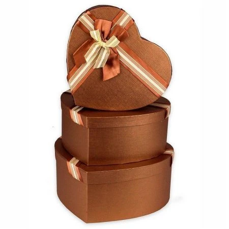 Набор коробок 3 в 1 с лентой Красивое сердце  23x20x103-31х27х133 см