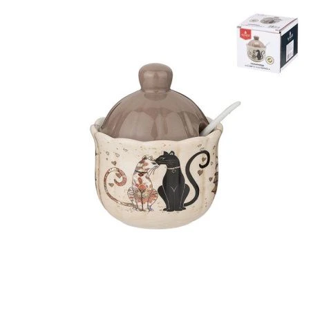 Сахарница 280мл 10*10*12см керамика ПАРИЖСКИЕ КОТЫ (36)