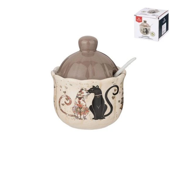 Сахарница 280мл 10*10*12см керамика ПАРИЖСКИЕ КОТЫ (36)