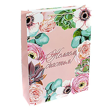 Пакет бумажный 33*45*10см вертикальный Цветочные пожелания 22/1015 (12/144)
