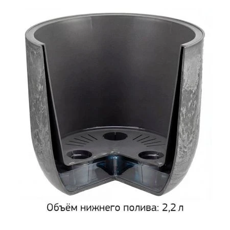 Кашпо 7,8л d280мм пластик МИКРИТ со вставкой бежевый слайн (1)