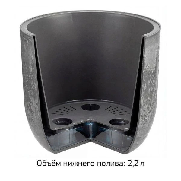 Кашпо 7,8л d280мм пластик МИКРИТ со вставкой бежевый слайн (1)