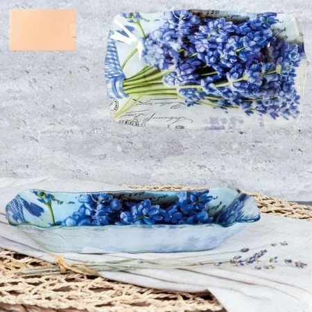 Блюдо 19см стекло глубокое прямоугольное S440607 X097 GREY (6/72)