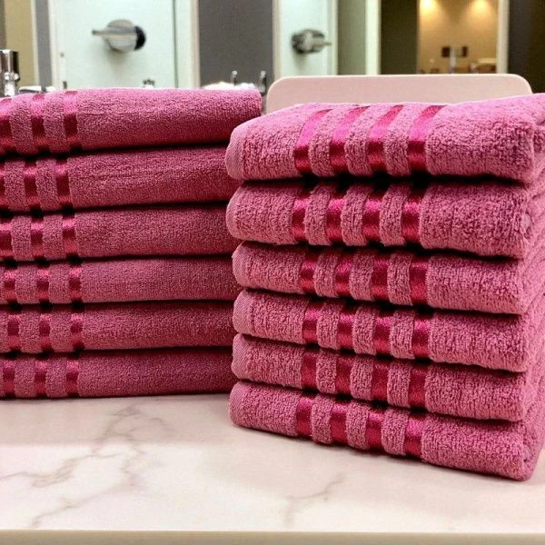 Полотенце махровое 70*135см LINES розовый