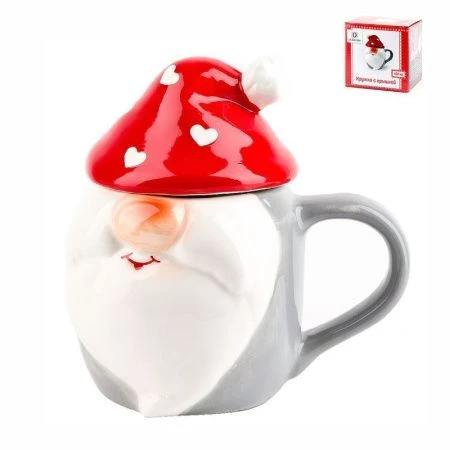 Кружка 450мл 13*8*14см керамика с крышкой фигурная подар.уп. (36)