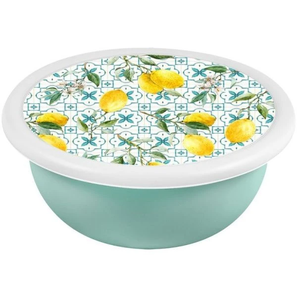 Миска 2,1л пластик с крышкой лимон (6) 221197118/0507