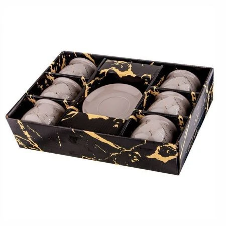 Чайный набор 12пр фарфор ЗОЛОТОЙ МРАМОР на 6 персон 270мл 13,5*12,4*7,9см
