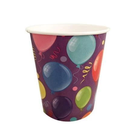 Стакан бумажный 250мл (набор 6шт.) ВОЗДУШНЫЕ ШАРИКИ фиолетовые (120)