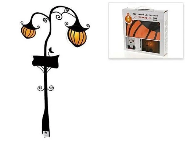 Лампа настенная с декоративной наклейкой Фонарь 80х120см (плафон-d=25см h=7,5см) (цоколь-Е14 на