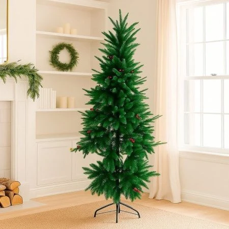 Елка искусственная 150см СМЕШАННАЯ с ягодами, 500 веток PE/PVC JC-14940 (1)