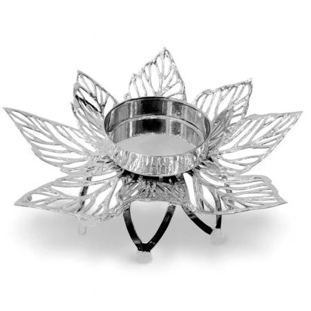 Подсвечник новогодний ПУАНСЕТТИЯ 5*12см металл серебро LF-3040SHYT/JC-16317 (360)