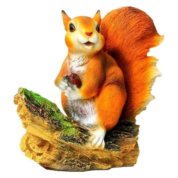 Фигурка садовая БЕЛОЧКА с орешком на пне 25*28см полистоун (1)