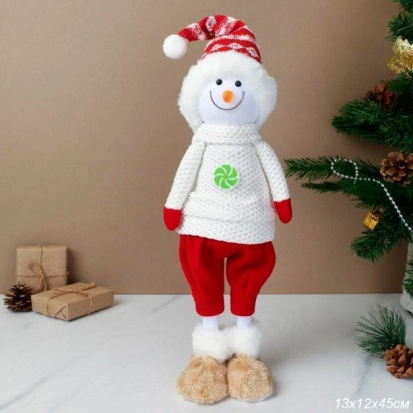 Украшение новогоднее Снеговик 13*12*45см текстиль AW-100 (48)