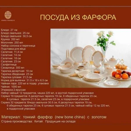 Столовый набор 19пр фарфор ИМПЕРИЯ(ФРФ) п/у MFK07826 (2)