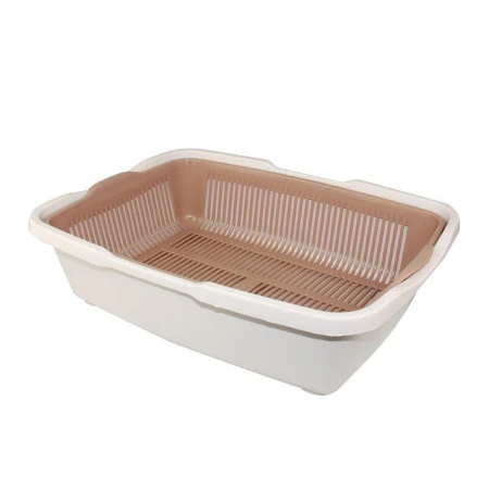 Туалет для кошек бол. с сеткой 230*420*110мм пластик коричнево-бежевый 233 (30)